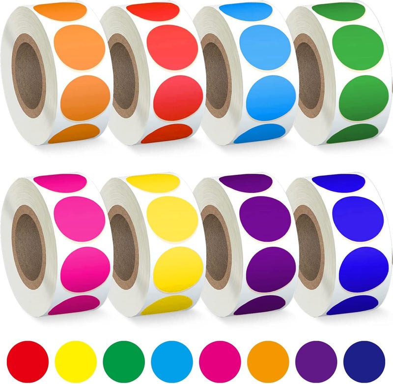 Lrogoe 4000 PCS 3/4" Colored Dot Stickers Circle Color Coding Labels, 8 Color Style Colorful Coding Label Sticker for Office, Student Classroom(8 Rolls, 3/4 Inches) - Image 1